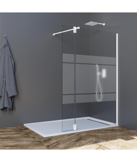 ▷ Mampara blanca fija más abatible con bisagras ▷ Screen White GME