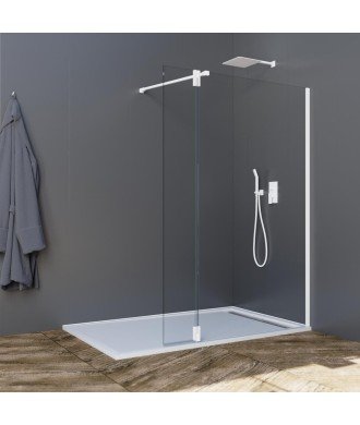 ▷ Mampara blanca fija más abatible con bisagras ▷ Screen White GME