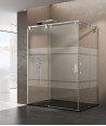 Mampara ducha angular 2 fijos más 2 correderas【Acero inoxidable】