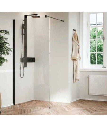 Mampara de ducha fija novellini Kali H oferta | En negro mate