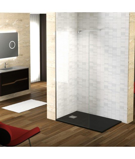 Mampara de baño fija en cromo Rimini | 8 mm con anti-cal