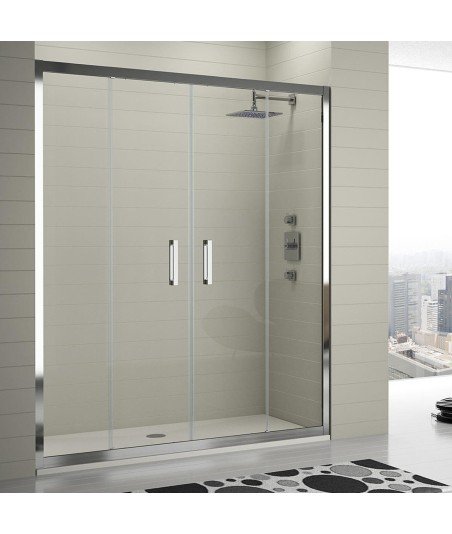 Mampara de ducha frontal 2 fijos y 2 correderas ✓ Serie 300 TR100 ✓