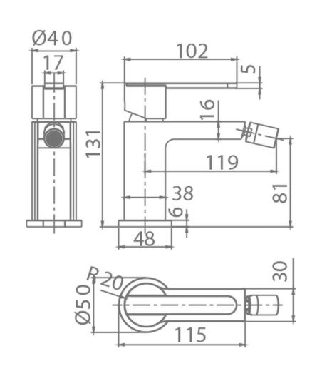 Grifo monomando de bidé Roma IMEX - BDR001-2