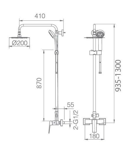 Columna black gun metal de ducha art imex | BDAR025/BGM