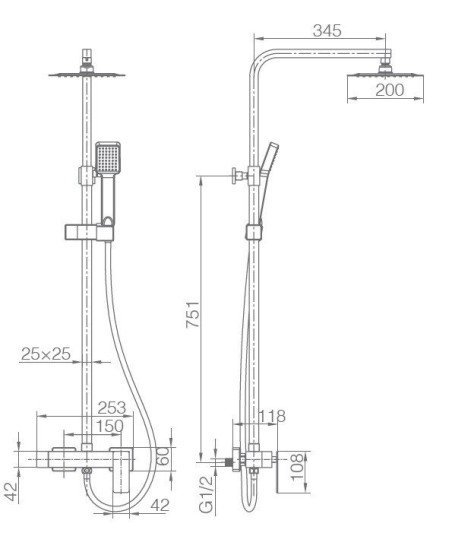 Columna de ducha oro cepillado Pisa imex | BDP048/OC