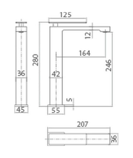 Grifo caño alto de lavabo Pisa imex | BDP048-3ORC