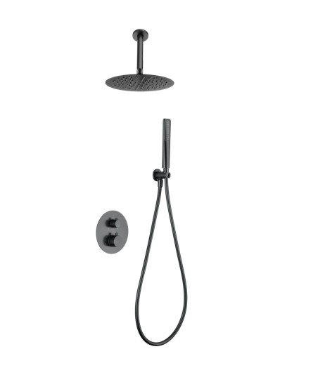 Ducha termostática black gun metal empotrada Salerno Nápoles imex