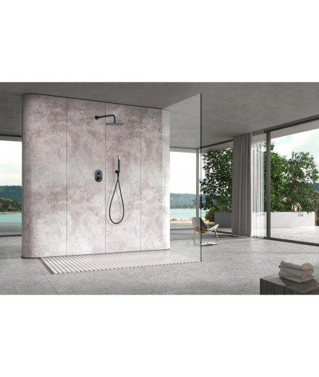 Ducha negra mate empotrada de pared Olimpo IMEX | GPC033/NG
