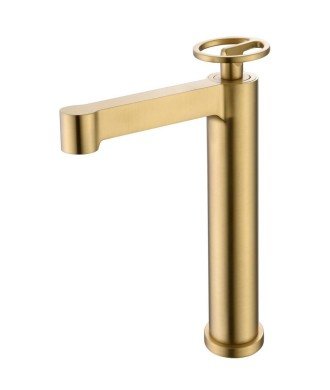 Grifo oro cepillado caño alto de lavabo olimpo imex