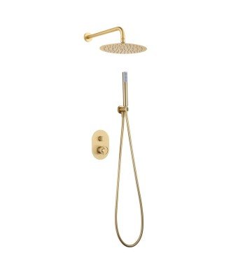 Ducha oro cepillado empotrada de pared Olimpo IMEX | GPC033/OC