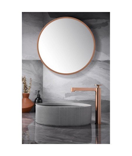 Grifo oro rosa cepillado caño alto de lavabo Olimpo IMEX | BDC033-3ORC