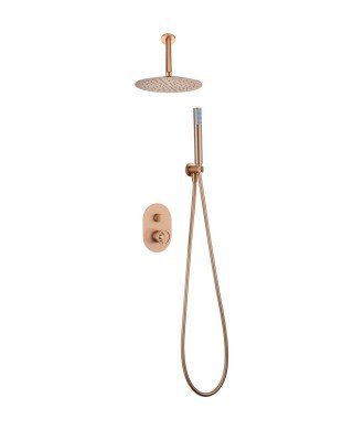 Ducha oro rosa cepillado empotrada techo olimpo imex