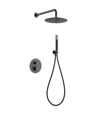 Ducha termostática black gun metal empotrada pared Line imex