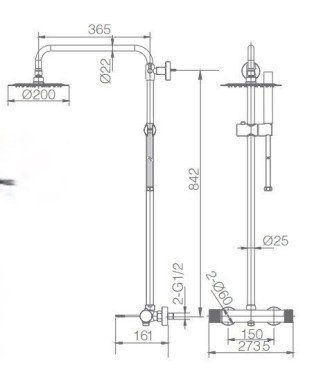 Columna oro rosa cepillado de ducha line imex | BDD038/ORC