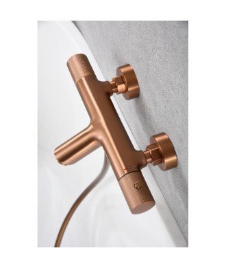 Grifería oro rosa cepillado de bañera termostática line | BTD038-4ORC