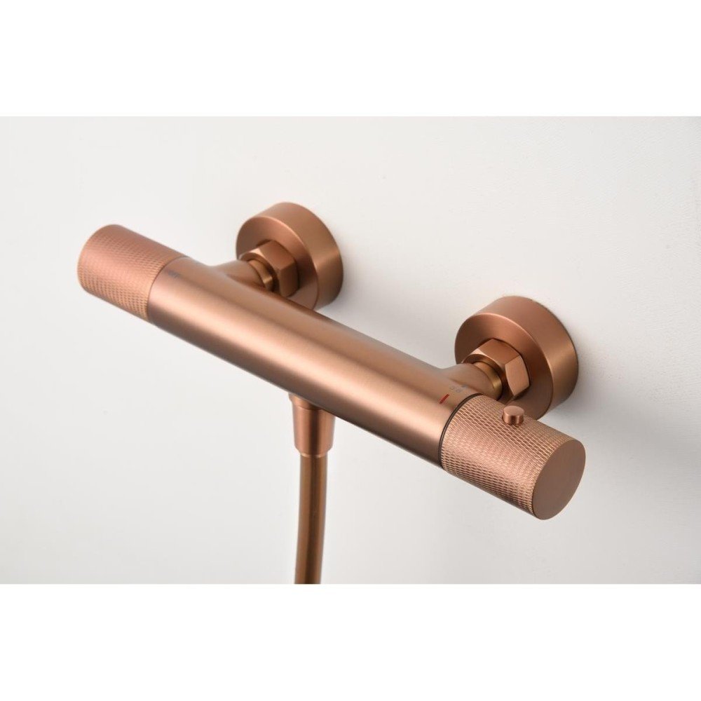 Grifería oro rosa cepillado termostática line IMEX | BTD038-5ORC