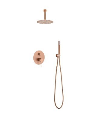 Ducha oro rosa cepillado empotrada pared techo IMEX | GPQ038/ORC