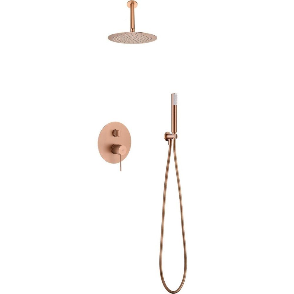 Ducha oro rosa cepillado empotrada pared techo IMEX | GPQ038/ORC
