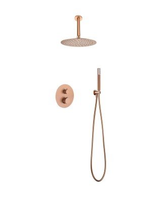 Ducha termostática oro cepillado empotrada techo IMEX | GTQ038/ORC