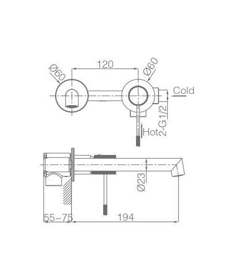 Grifo oro rosa cepillado empotrado de lavabo Line IMEX - GLD038/ORC