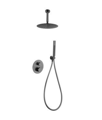 Ducha termostática black gun metal empotrada Génova imex