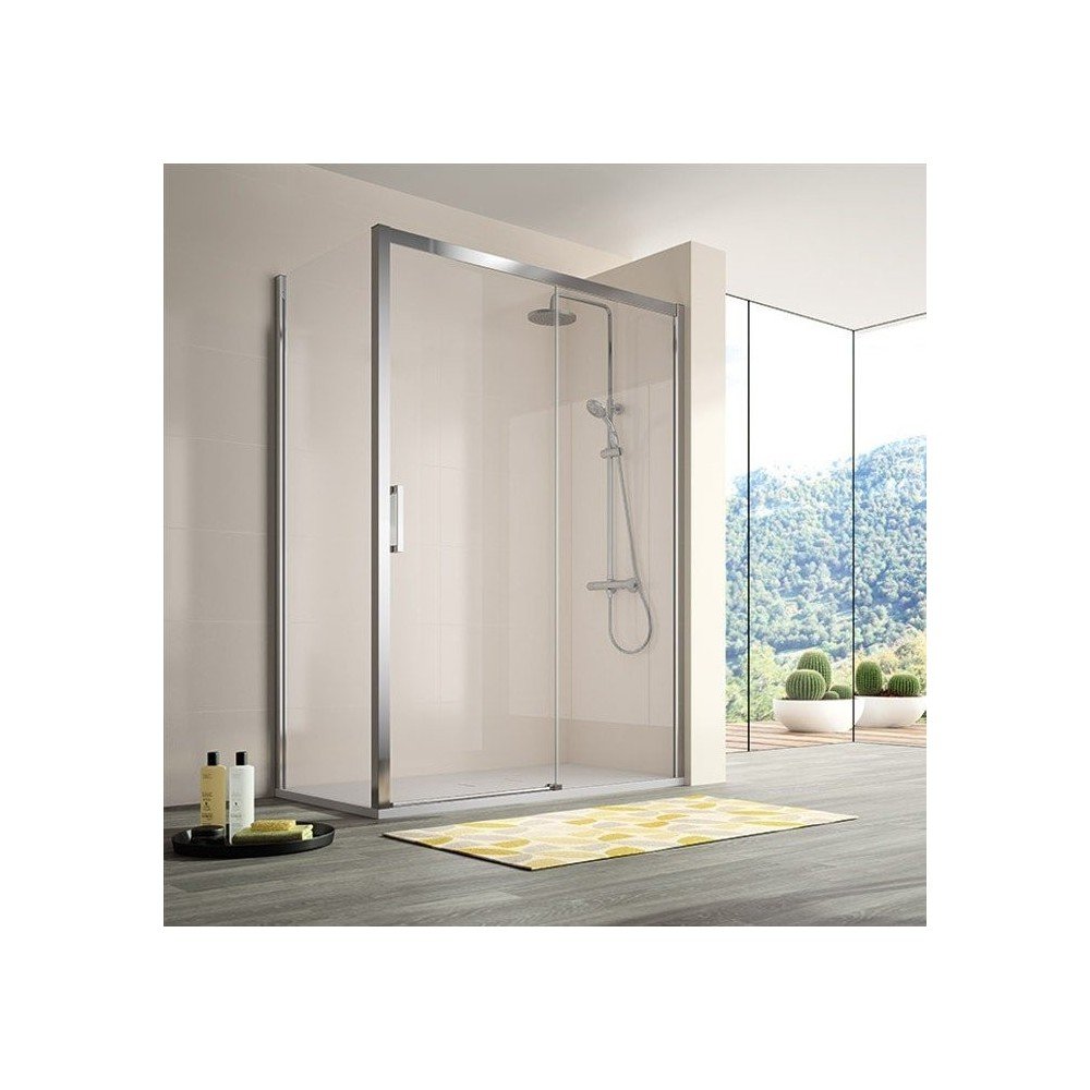 Mampara angular 2 Fijos + Puerta corredera Serie 400