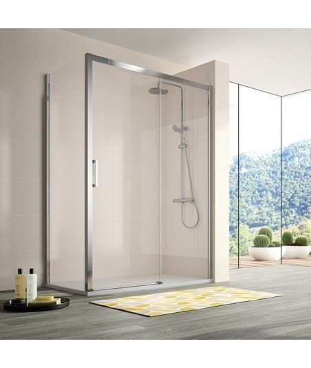 Mampara angular 2 Fijos + Puerta corredera Serie 400