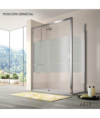 Mampara angular 2 Fijos + Puerta corredera Serie 400
