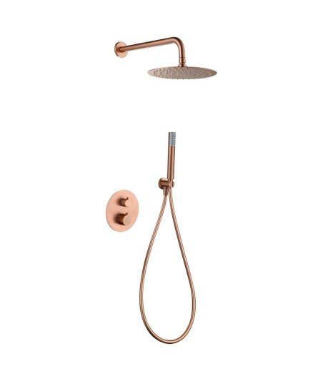 Ducha empotrada oro rosa cepillado de pared Génova imex | GTG053/ORC