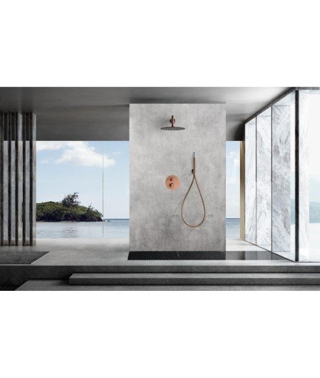 Ducha empotrada oro rosa cepillado de pared Génova imex | GTG053/ORC