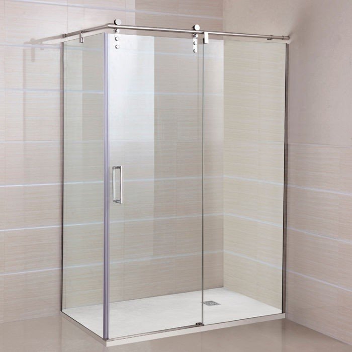 Mampara rectangular 2 fijos y 1 corredera Acero Inox.