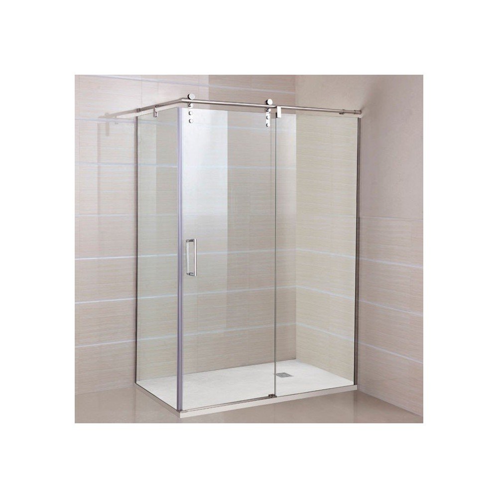 Mampara rectangular 2 fijos y 1 corredera Acero Inox.