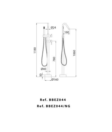 Grifo negro de pie de bañera empotrada Bélgica imex | BBEZ044/NG