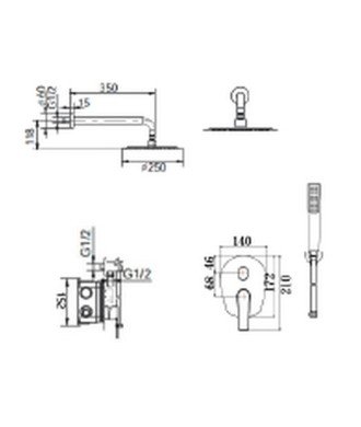 Ducha empotrada de pared Delos imex | GPD055