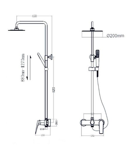 Columna acero inoxidable de ducha Delos imex | BDD055/AC