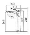 Grifo acero inoxidable caño alto de lavabo Delos imex | BDD055-3AC
