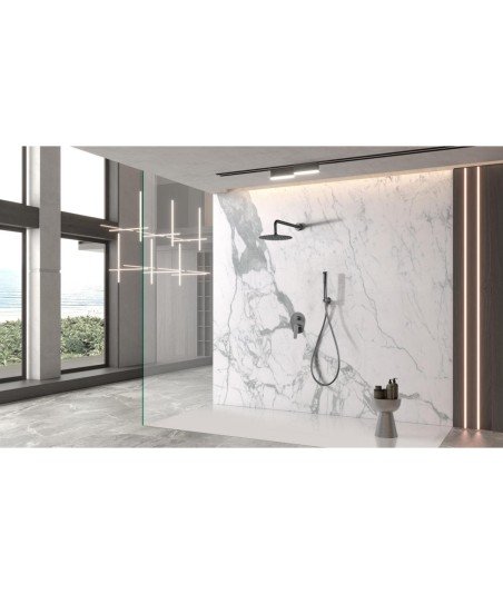 Ducha black gun metal empotrada de pared Delos imex | GPD055/BGM