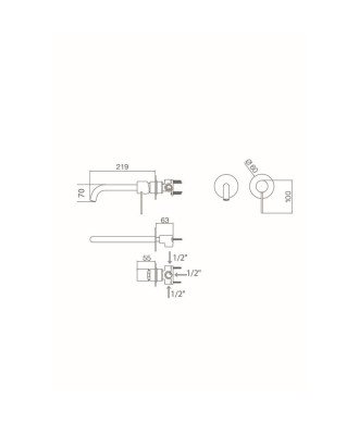 Grifo de acero empotrado de lavabo Moscú imex | GLT023/AC