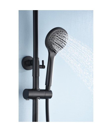 Columna negro mate termostática ducha eco-Kent IMEX | BTK017-ECO/NG