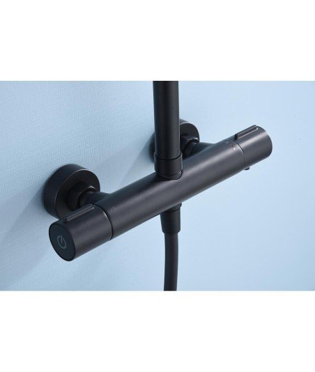 Columna negro mate termostática ducha eco-Kent IMEX | BTK017-ECO/NG