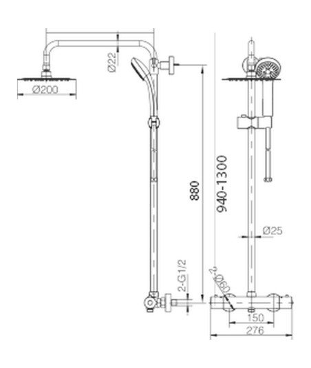 Columna negro mate termostática ducha eco-Kent IMEX | BTK017-ECO/NG