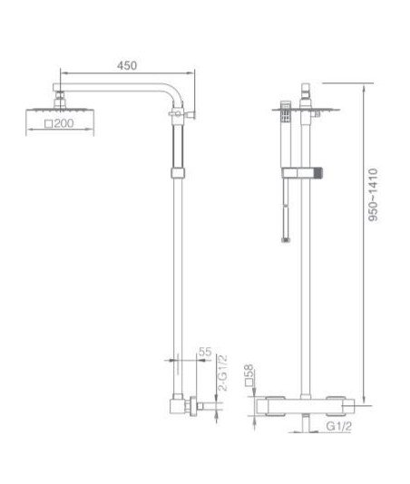 Columna ducha oro cepillado termostática | Vigo IMEX BTV013/OC