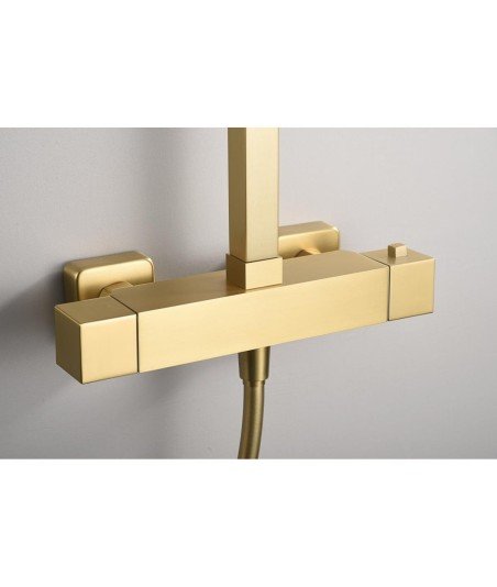 Columna ducha oro cepillado termostática | Vigo IMEX BTV013/OC