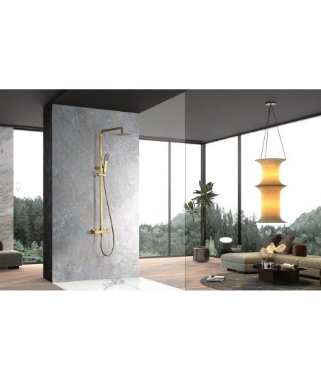 Columna ducha oro cepillado termostática | Vigo IMEX BTV013/OC