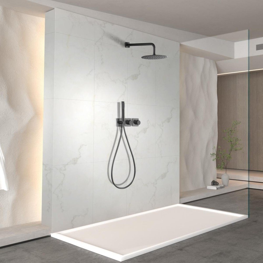 Ducha termostática black gun metal empotrada Tíbet imex | GTT054/BGM