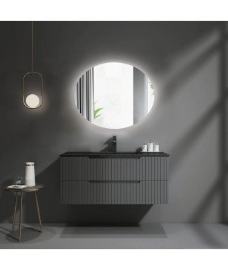 Espejo led negro de colgar redondo de led Kenia |Ledimex