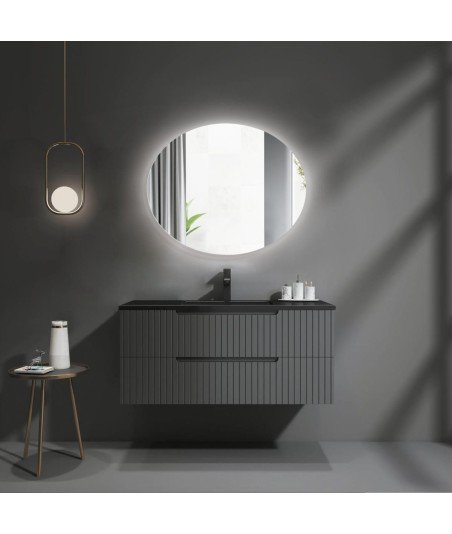 Espejo led negro de colgar redondo de led Kenia |Ledimex