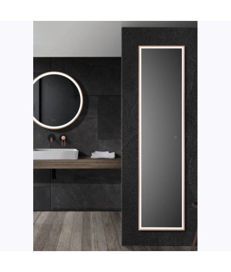 Espejo oro rosa cepillado led rectangular Ledimex New York |  Envío gratis