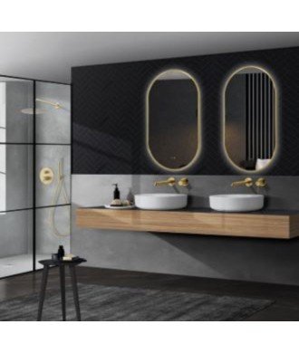 Espejo oro cepillado ovalado Ledimex Tokyo | Diseño y calidad