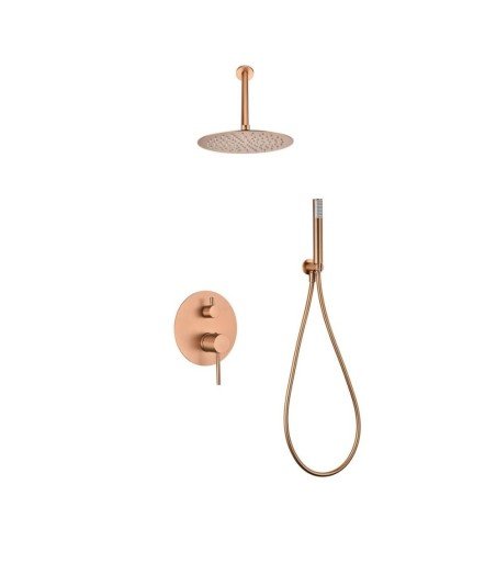 Ducha a techo oro rosa cepillado Monza IMEX | GPT039/ORC